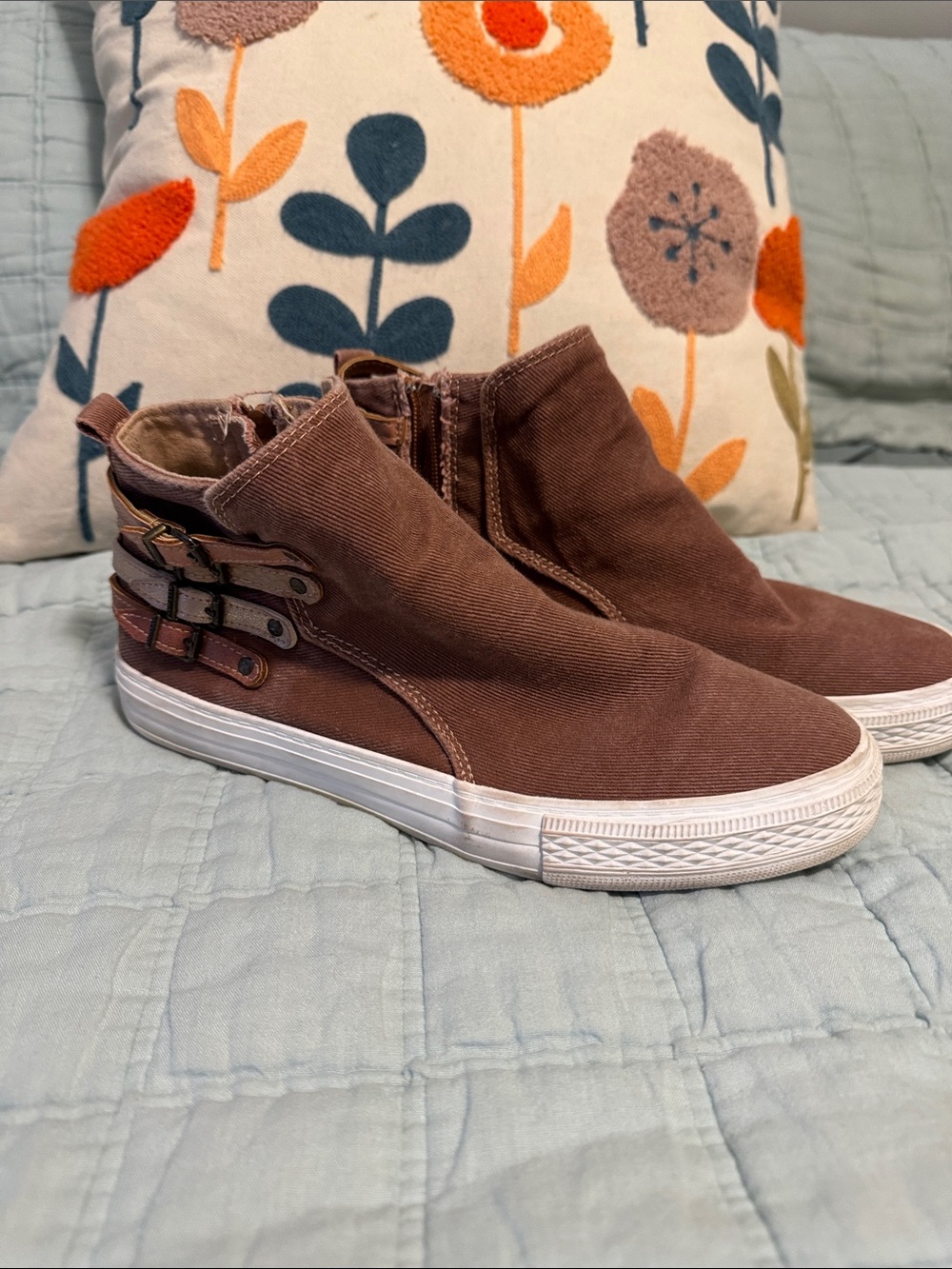 Blowfish Brown High-Top Canvas Sneakers with Strap Accents